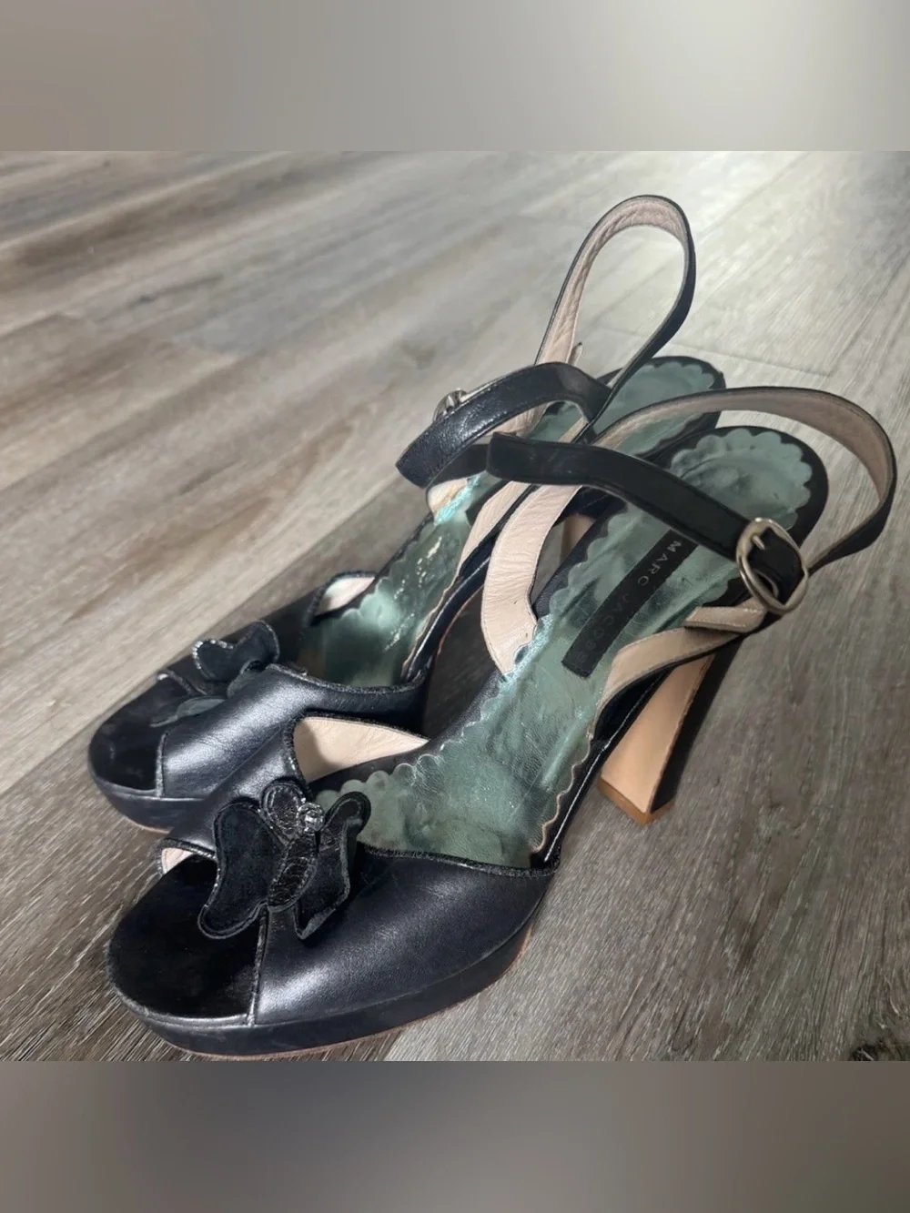 Marc Jacobs Black Butterfly Women's Shoes Platform Heels Size 10M Italy